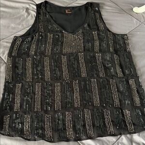 Lane Bryant Black and Silver Embellished Tank Top size 16
